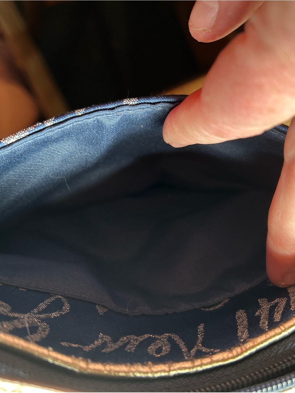 Coach Poppy Navy Signature Script Crossbody - Picture 5 of 8